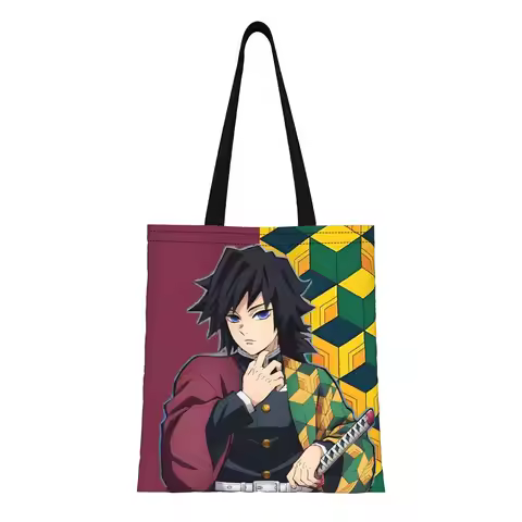 1PC Giyuu's Clothes Canvas Tote Bag Demon Slayer Handbag Outdoor Handbag Trendy Tote