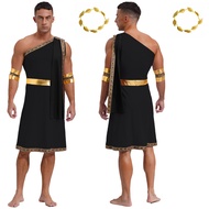【Ready Stock】Mens Greek Toga with Sleeves and Garland Headwear pakaian cosplay lelaki baju toga
