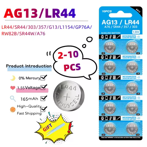 2-10pcs LR44 AG13 165mAh Cell Coin Watches Battery L1154 357 SR44 RW82 1.5V Alkaline Button Batterie