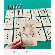 Set of wooden Vietnamese alphabet cards with holes 13x10cm - felt preschool supplies abc flash card