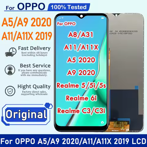 6.5" Original For OPPO Realme C3 LCD Touch Screen For OPPO A9 A5 A31 2020 A8 A11 A11X Display Realme