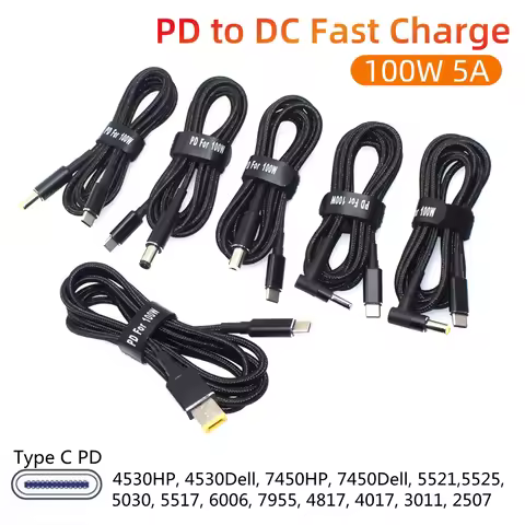 45W 65W 90W 100W USB Type C PD Charging Cable Cord USB C Plug Converter to Laptop Power Adapter Conn
