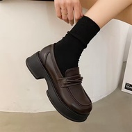35-43 Size Large Size Women's Shoes British Style Round Toe Retro Loafers 41 French All-Match Casual
