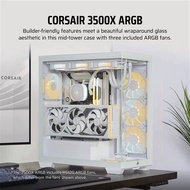 CORSAIR 3500X RS-R ARGB Tempered Glass Mid-Tower PC Case, White
