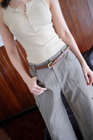 TYPO STRIPE BROWN VINTAGE PANTS