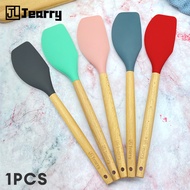 Jearry Wooden Handle Cream Spatula Heat Resistant Food Grade Silicone Cooking Utensils