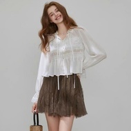 L'eclit white bow tie shirt