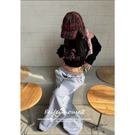 [Hip-hop print sports wide-leg pants]Korean Style Casual Hip-hop High-Waisted pants