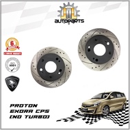 (LNL) Proton Exora CPS (NO TURBO) Front Brake Disc Rotor - Coated / Slotted / Drilled  (PAIR)