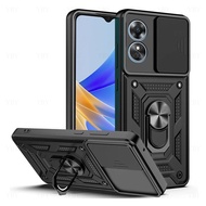 Ring Holder Casing For OPPO A17 Pocket Shockproof Phone Case Silicone Camera Protection Hard Back Co