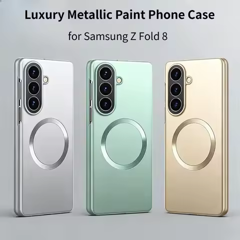 Luxury Metallic Paint Magnetic Ring Phone Case for Samsung Z Fold 8 Wide Z Fold 8 7 6 5 4 Ultra thin