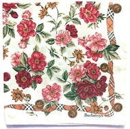 Burberry 復古手帕 花卉 - 格紋緞帶 - 迷人 20 x 19 英吋