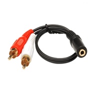 3.5MM FEMALE TO 2 RCA MALE AUDIO CABLE 20CM