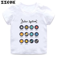 Planets Solar System Print Cartoon Kids T-Shirts Astronaut Girls Clothes Baby Boys T shirt Summer Ch