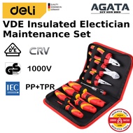 Deli Insulated Hand Tools Set (6pc/ 8pc/ 10pc) DQ91001-3 Certified 1000V CRV Insulation Electrician 