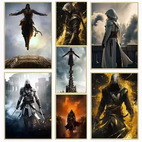 1PC G-Game A-Assassin S C-Creed poster Self-adhesive Art Waterproof Paper Sticker Coffee House Bar R