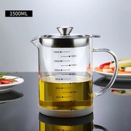 Large Capacity Leak Proof Kitchen Oil Filter Pot with 304 Stainless Steel Filter Mesh Glass Oil Stor