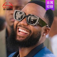 Two Circle Square Frame Glasses Trendy Wide Sunglasses Large Frame Women's Sunglasses sunglasses 623