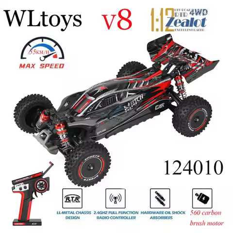 Newest Wltoys 124010 V8 1/12 2.4G Racing RC Cars 4WD 550 Motor 55Km/H High Speed Remote Control Car 