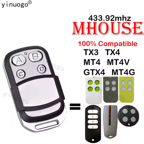 100% For Myhouse Mhouse TX3 TX4 GTX4 MOOVO MT4 MT4V MT4G Garage Door Remote Control Gate Opener 433.
