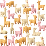 Cinnvoice 50 Keping Patung Mini Resin Alpaca Hiasan Haiwan Kecil Miniatur Patung Llama Kecil untuk D