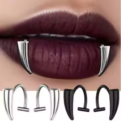 Vampire Fang Lip Jewelry Comfortable Stainless Steel Lip Ring Non Piercing Lip Clip Clip-On For Fash