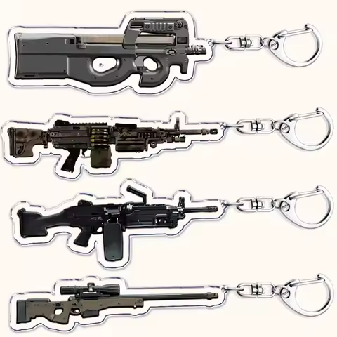 Creative Military Weapon Keychains for Accessories Bag P90 AWM Sniper Rifle MP7 M249 S686 M24 Gun Ke