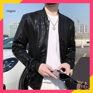 [Re] Baseball Style Coat for Men Men Fashion Coat Stylish Sequined Baseball Jacket for Men Trendy Cl