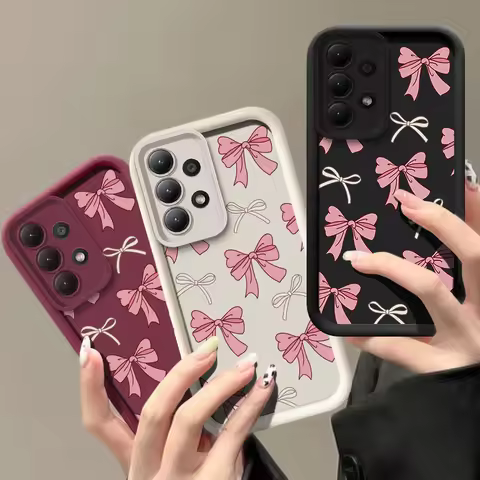 A55 Pink Bow Knot Case For Samsung Galaxy A35 A33 A53 A73 A34 A54 A55 F13 F23 M13 M15 M54 M51 M34 M3