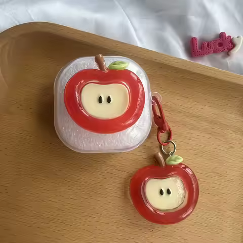 Cute Apple TPU Earbuds Cover for Anker Soundcore R50i NC R50i Lovely Keyring Earphone Case for Anker