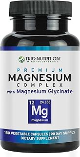 Trio Nutrition Magnesium Complex 90 Day Supply | Fresh Magnesium Glycinate Chelated, Vitamin B6 for 