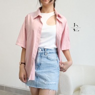 KEMEJA Women's Short Sleeve Shirt Women's Cotton Oxford Blouse Korean Women's Shirt/ 99