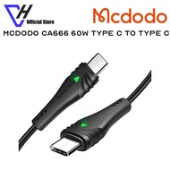 MCDODO CA666 Type C To Type C PD QC 4.0 3A 60W 1.5M Super Fast Charging USB C Data LED