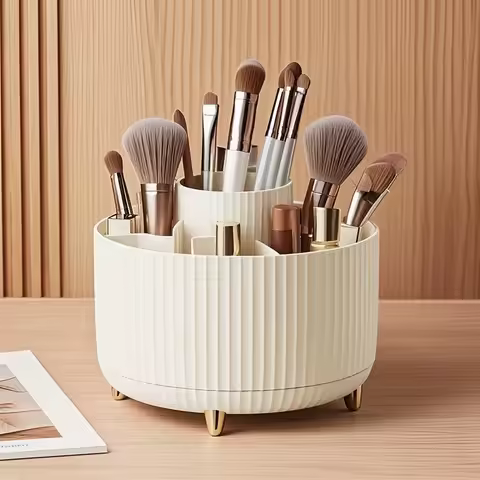 360° Rotating Makeup Brush Holder Cosmetic Brush Holder Large Capacity Lipstick Makeup Brush Pen Eye