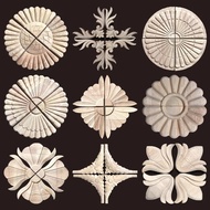 Small Round Wood Carving Applique Wood Figurines Mouldings Decal Home Decor Items Wood Decoration fo