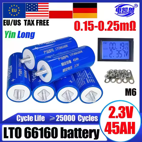 Yinlong LTO 66160 Lithium Titanate Battery 45Ah 40Ah 35Ah 2.3V for RV Car Audio Solar System Recharg