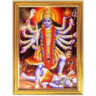 Kali Mata Goddess Photo With Golden Frame for Indian Pooja Hindu Worship Puja Temple House Warming R