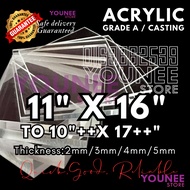 11 x 16 to 11 x 17 ++ inches acrylic sheet with 2mm, 3mm 4mm and 5mm / transparent akrilik