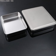 [twiligh]Stainless Steel Baking Tray with Lid for Tiramisu 22CM x 28CM Rectangle Cake Pan
