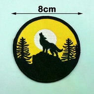 [Custom Velcro patch] AE.Wolf Howling at the Moon Tactical Outdoor Sports Embroidery 3D Velcro Patch