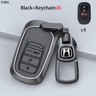 ZOBIG ฝาครอบที่ห้อยกุญแจ Hondaฝาครอบที่ห้อยกุญแจฝาครอบกุญแจเคสกุญแจหนังโลหะผสมสังกะสีสำหรับ Honda ซิตี้ซีวิค HRV CRV Accord Sport SI EX-L ซองใส่กุญแจรถทัวร์ริ่ง