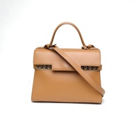 DELVAUX Tempete中號27.5棕色牛皮金扣肩背包