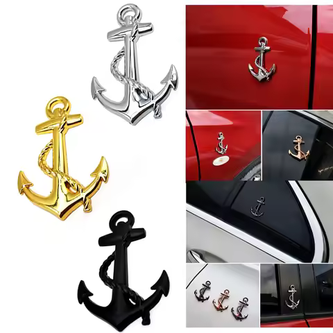 1PC Metal Personality Car Stickers Boat Anchor Hooks Navy Emblem Grill Cross Badge Pirate Ship Car B