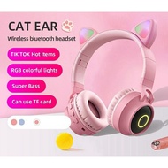 (🇸🇬 SG Shop)CatEar LED Light Up Bluetooth Headphones Wireless Foldable Headphones Over Ear with Microphone &amp; Volume Con