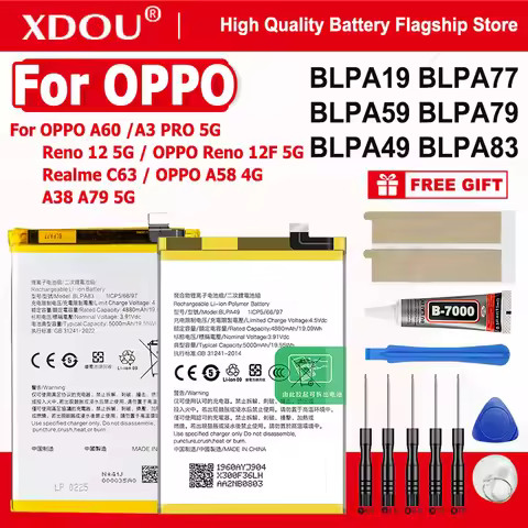 BLPA19 BLPA77 BLPA59 BLPA79 BLPA49 BLPA83 Battery For OPPO A60 /A3 PRO 5G/ Reno 12F 5G/Realme C63 OP