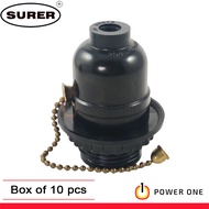 Surer 633 Pull Chain Light Socket with Shade Ring, E27 (2A) (Box of 10pcs) (600 Series)