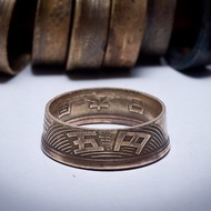 日本古銅錢戒指手打製做 嘻皮 哈雷 重機