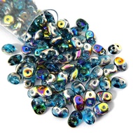 Superduo, 2.5x5mm, Aqua Vitrail. 10gm/tube.