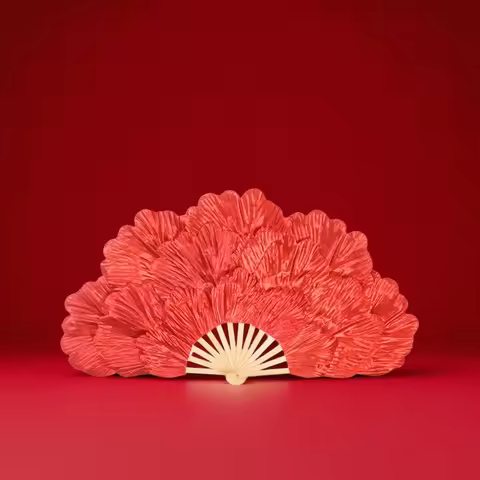 Dance Fan peony Petal Fan Double sided Yangge Dance Fan Festival Celebration Dance Performance Fan C