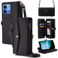 Poco C85 Casing for Xiaomi Poco C85 Leather Case with Two Straps Flip Cover Crossbody Bag